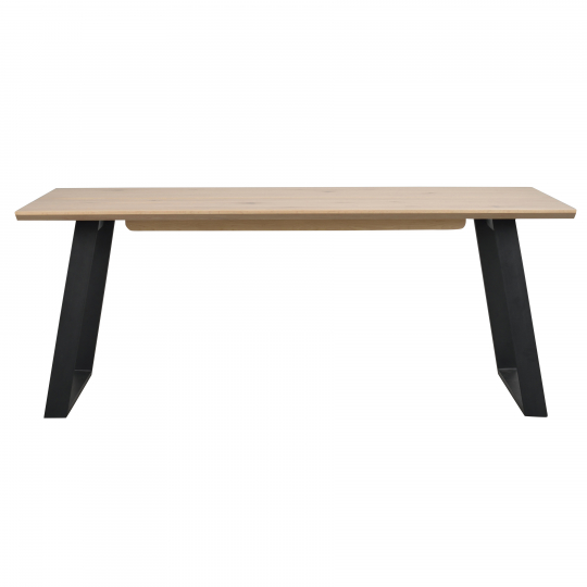 Melville' étkezőasztal 210x95cm - Fehérre pácolt tölgy/Fekete