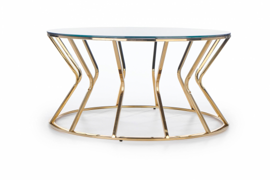 Afina kerek dohányzóasztal 90cm - Üveg/Brass