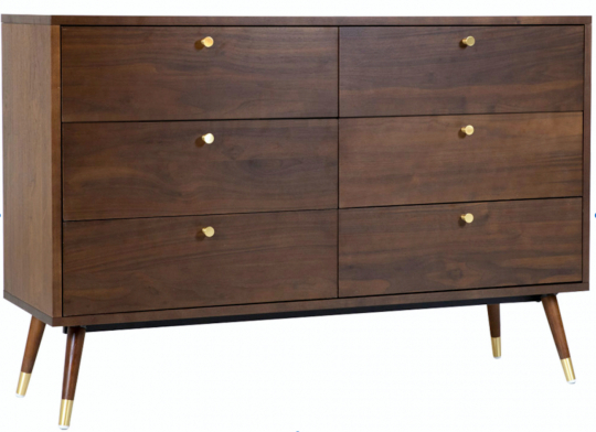 Prime komód 6 fiókkal - Dió/Brassó