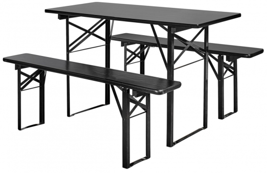 Asztal és padok 'Garden' 160x60cm - Fekete