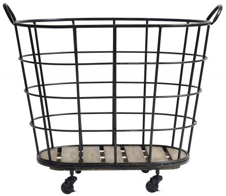 Stålkorg på hjul - Fekete