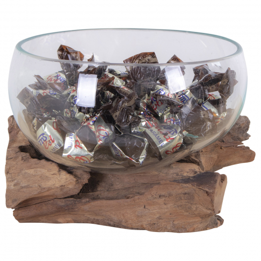 Dekoration 'Waterdrop' 15x15cm - Fa/Üveg 