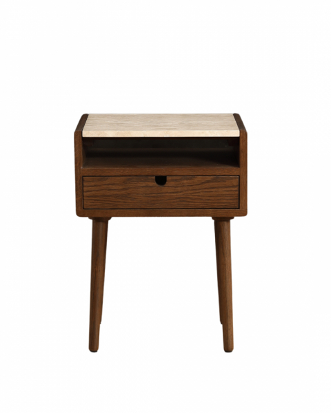 Lerakóasztal 'Sapri' 45x60cm – Dió/Travertin