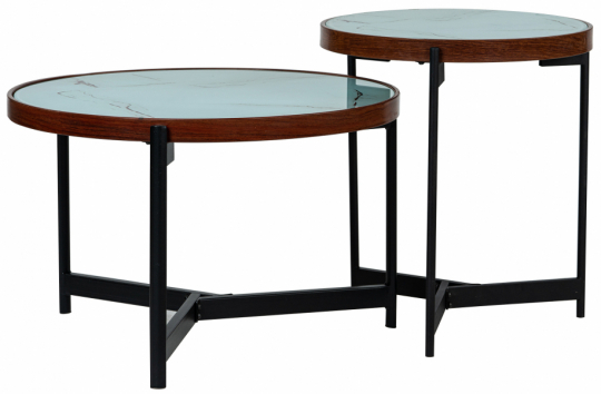 Kávézóasztal 'Marble' 2 részes - Fekete/Fehér