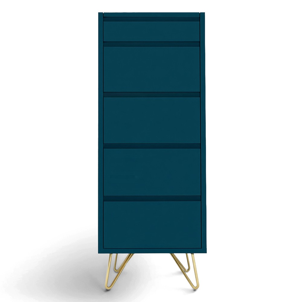 Fi&oacute;kos szekr&eacute;ny 'Elle' 45x110 - T&uuml;rkiz/Brass