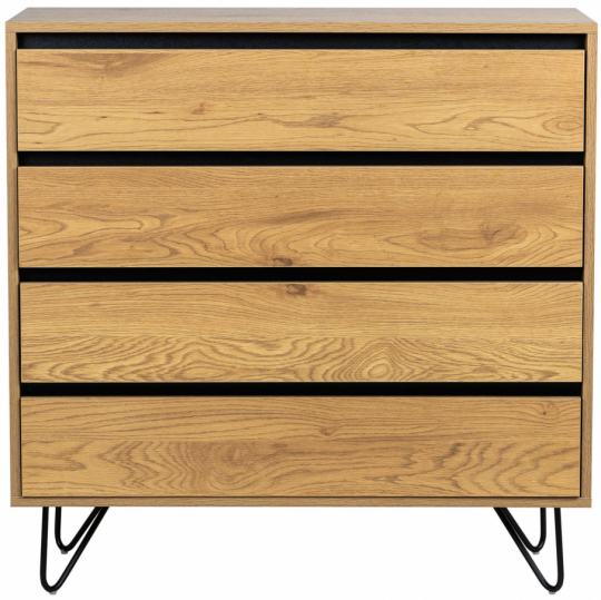 Fiókos szekrény 'Elle' 90x90 - Tölgy/Fekete