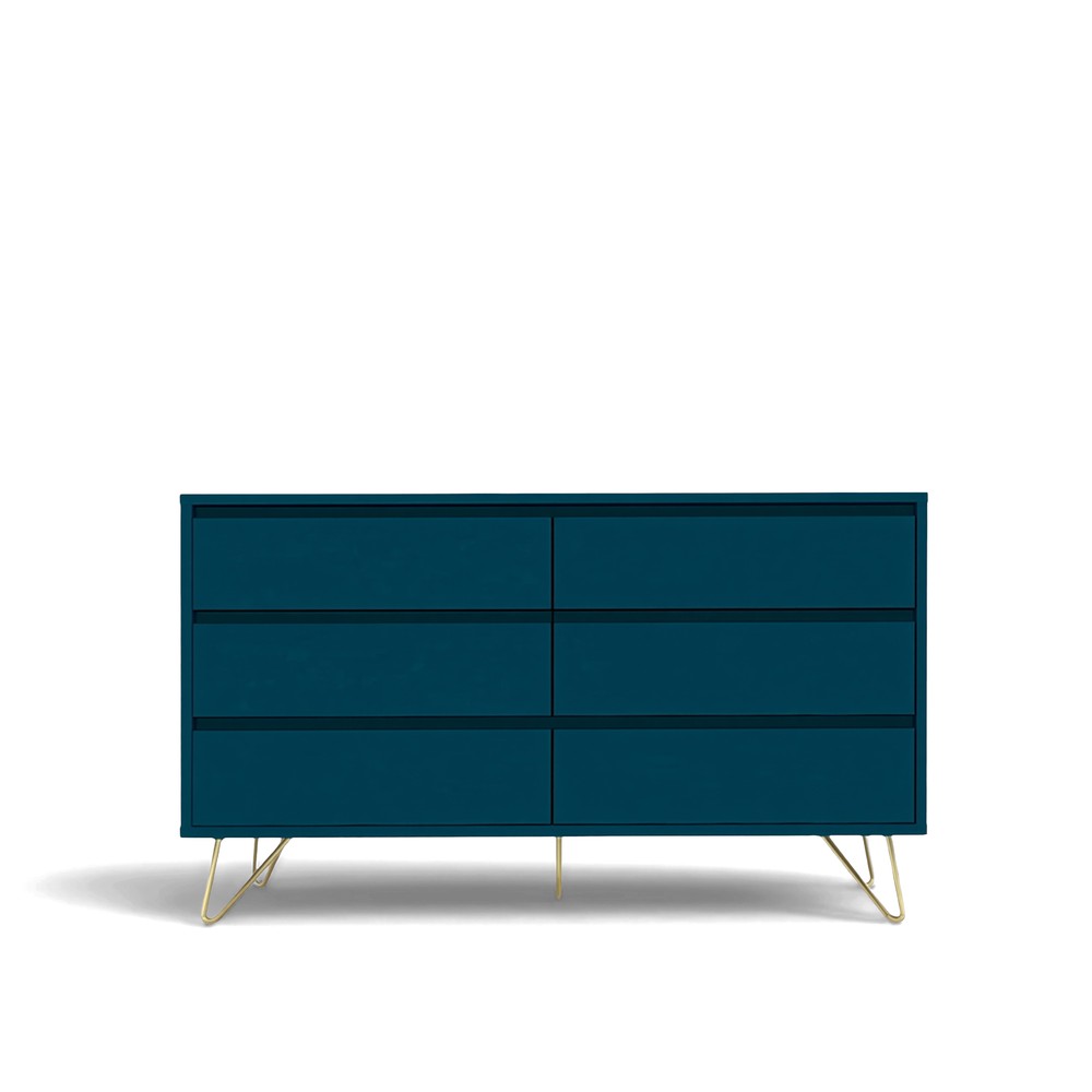 Fi&oacute;kos szekr&eacute;ny 'Elle' 120x70 - T&uuml;rkiz/Brass