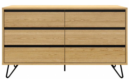 Fiókos szekrény 'Elle' 120x70 - Tölgy/Fekete