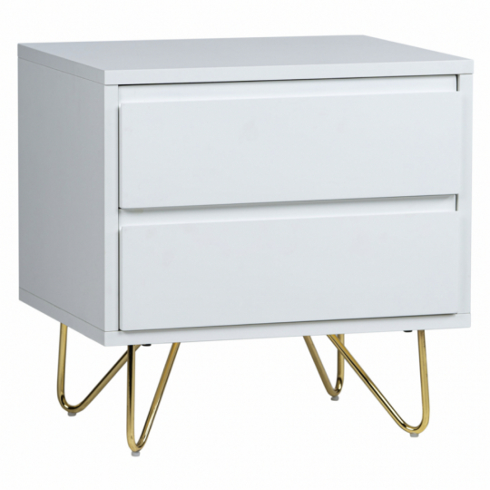 Ágyasztal 'Elle' - Fehér/Brass