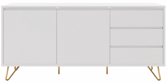 Oldalszekrény 'Elle' - Fehér/Brass