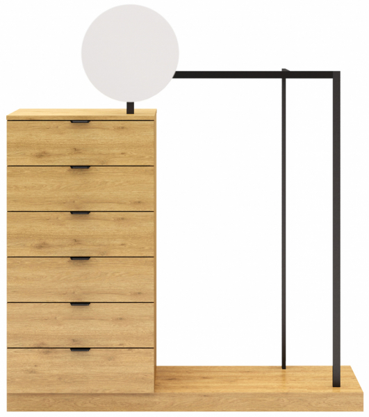 Ruházati állvány 'Nova' 6 fiók - Tölgy/Fekete