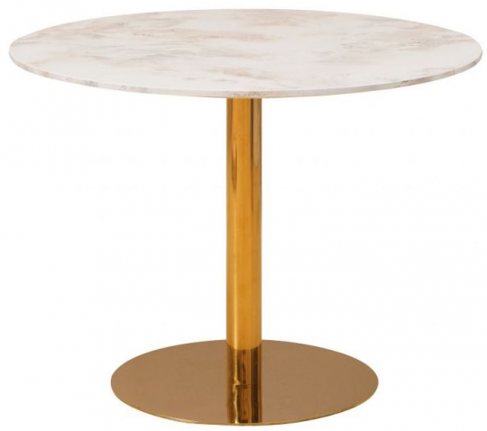 Étkezőasztal 'Marbleous' Kerek 100cm - Sárgaréz/Fehér