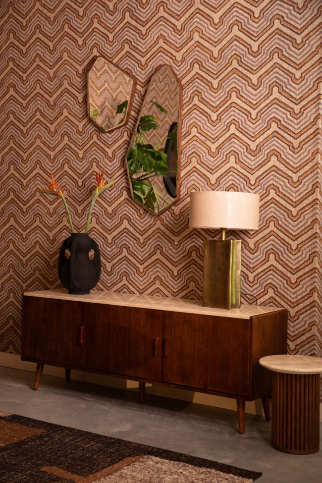 Oldalasztal 'Arda' - Dió/travertin