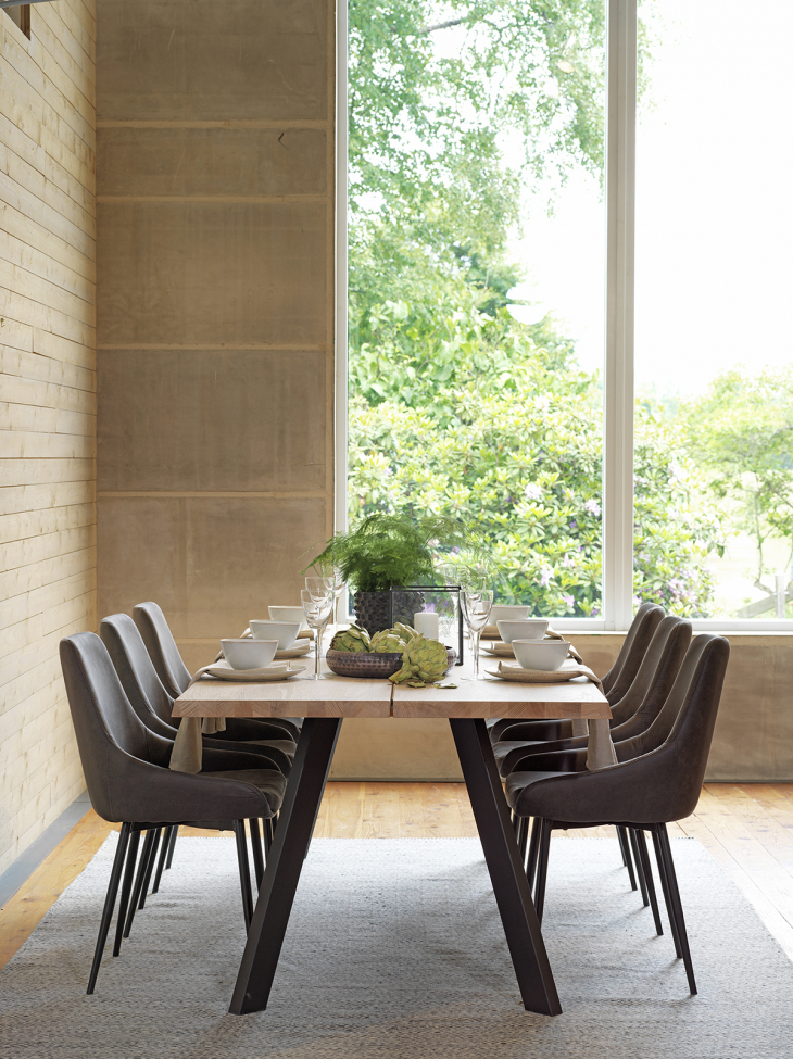 Étkezőasztal 'Fred' 240x100cm - Fehérre festett Tölgy/Fekete