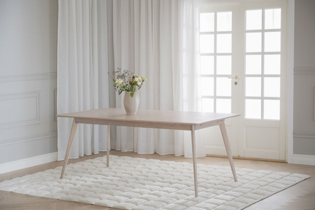 Yumi' étkezőasztal 190x90cm - Fehérre pácolt tölgy