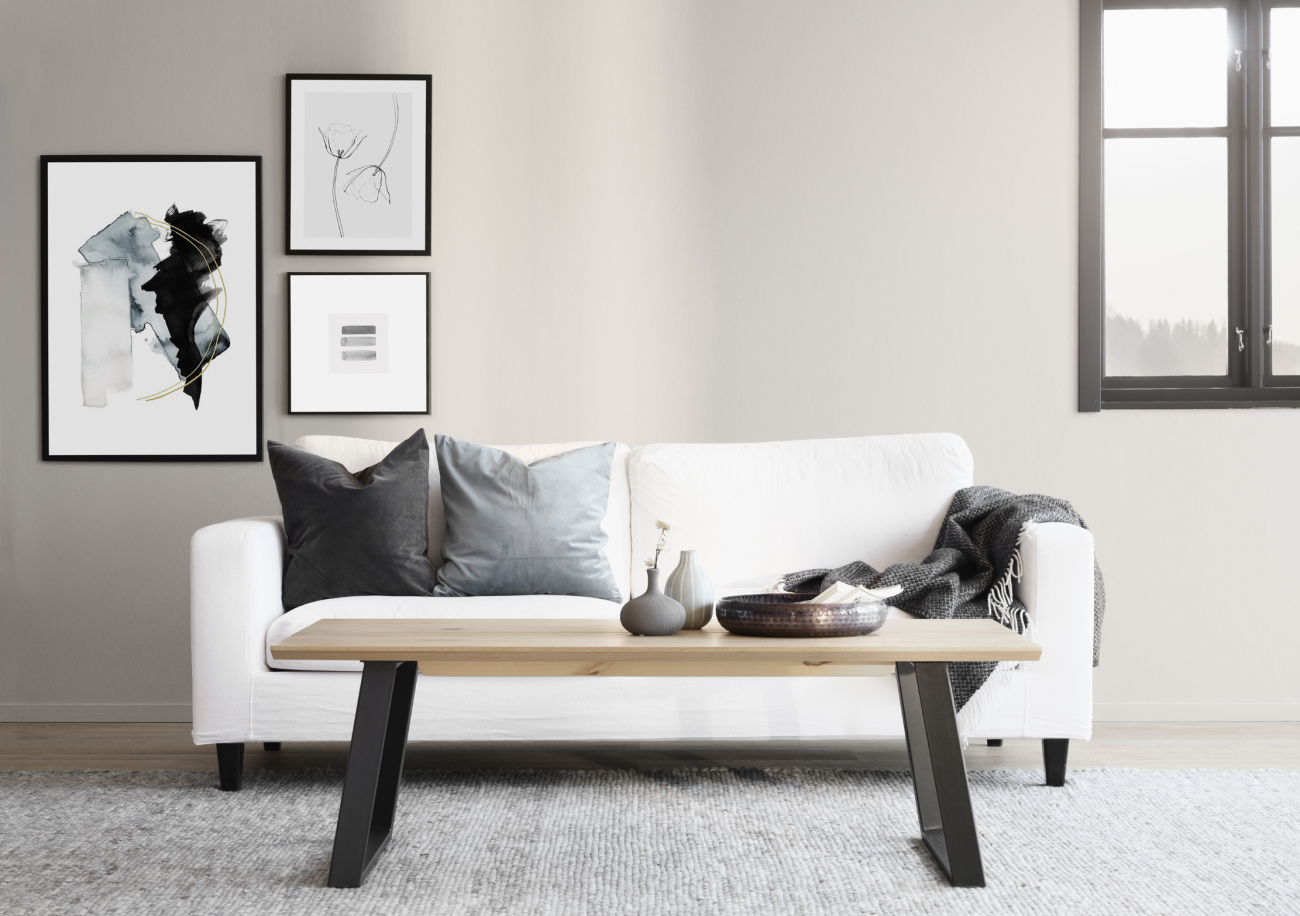 Melville' dohányzóasztal 140x65cm - Fehérre pácolt tölgy/Fekete