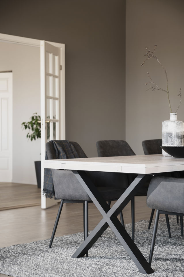 Brooklyn étkezőasztal 220x95cm - Fehér pigmentált/Fekete X láb