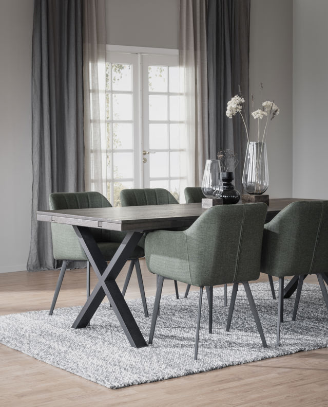 Brooklyn étkezőasztal 170x95cm - Sötétbarna/X láb