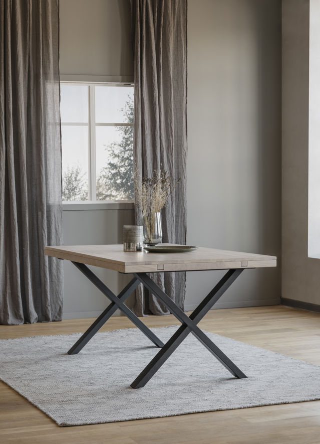 Brooklyn étkezőasztal 170x95cm - Fehér pigmentált/Fekete X láb