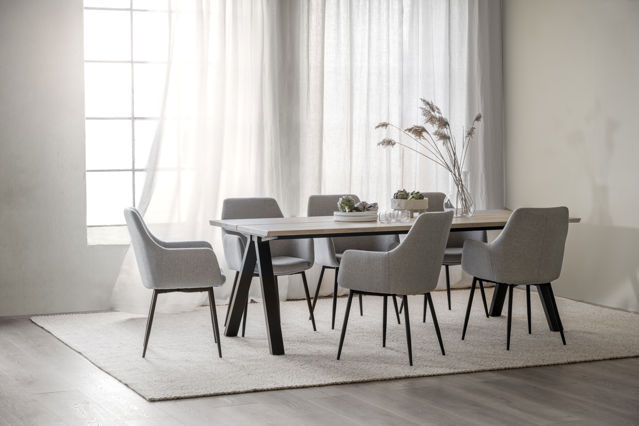 Matbord 'Carradale' 220x100cm - Fehérre festett/V-láb