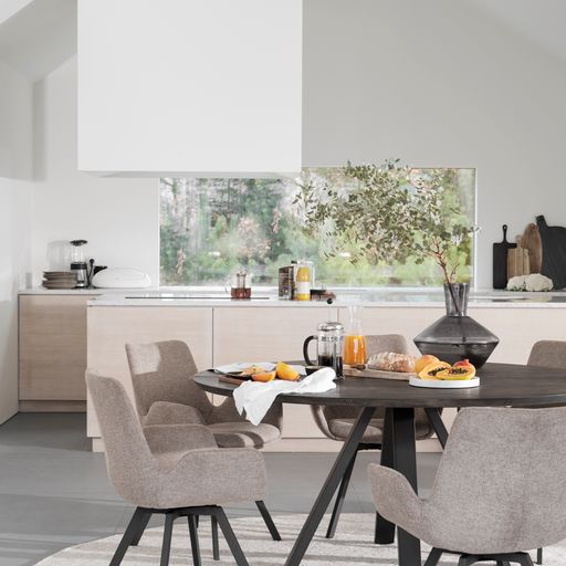 Étkezőasztal 'Carradale' Kerek 150cm - Fekete/V láb