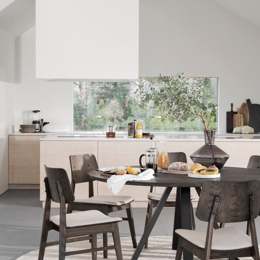 Étkezőasztal 'Carradale' Kerek 150cm - Fekete/V láb