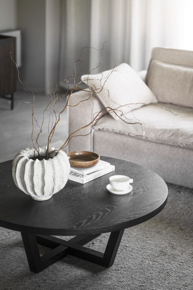 Kávézóasztal 'Boxford' Kerek 110cm - Fekete tölgy