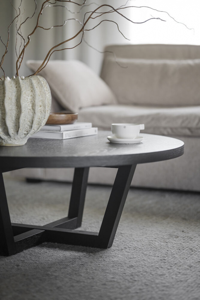 Kávézóasztal 'Boxford' Kerek 110cm - Fekete tölgy