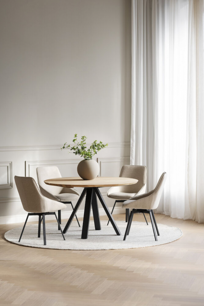 Matbord 'Carradale' Runt 130cm - Tölgy/V-láb