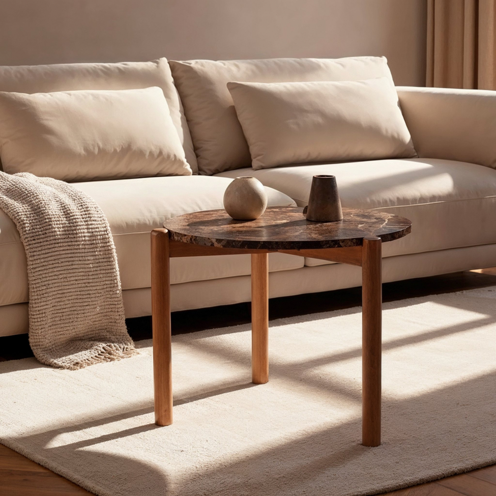 Marble doh&aacute;nyz&oacute;asztal S - Barna