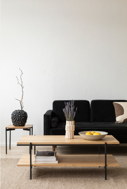 Frida dohányzóasztal - Természetes/Fekete