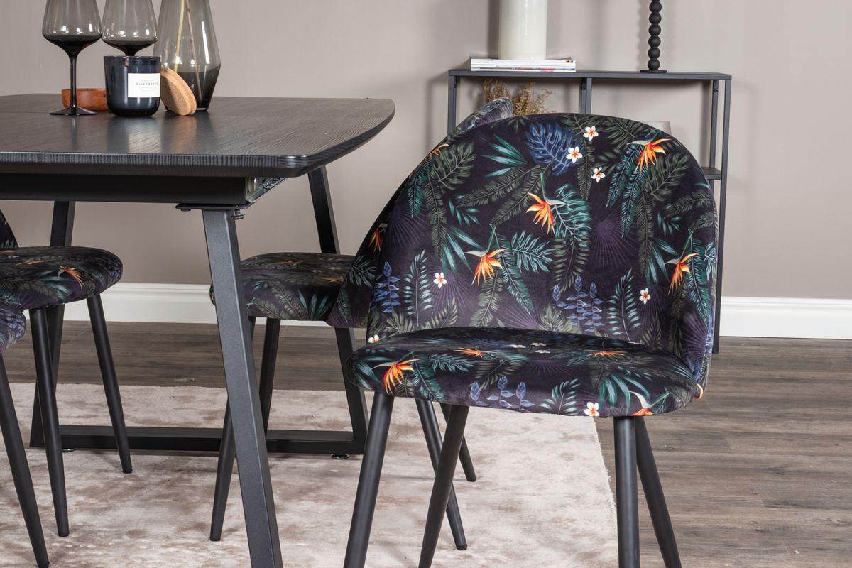 Elverum szék - Fekete/Virágos