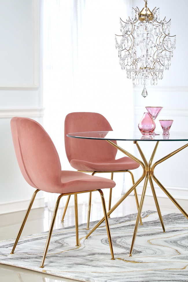 Étkezőasztal 'Rondo' Kerek 110cm - Átlátszó/Arany