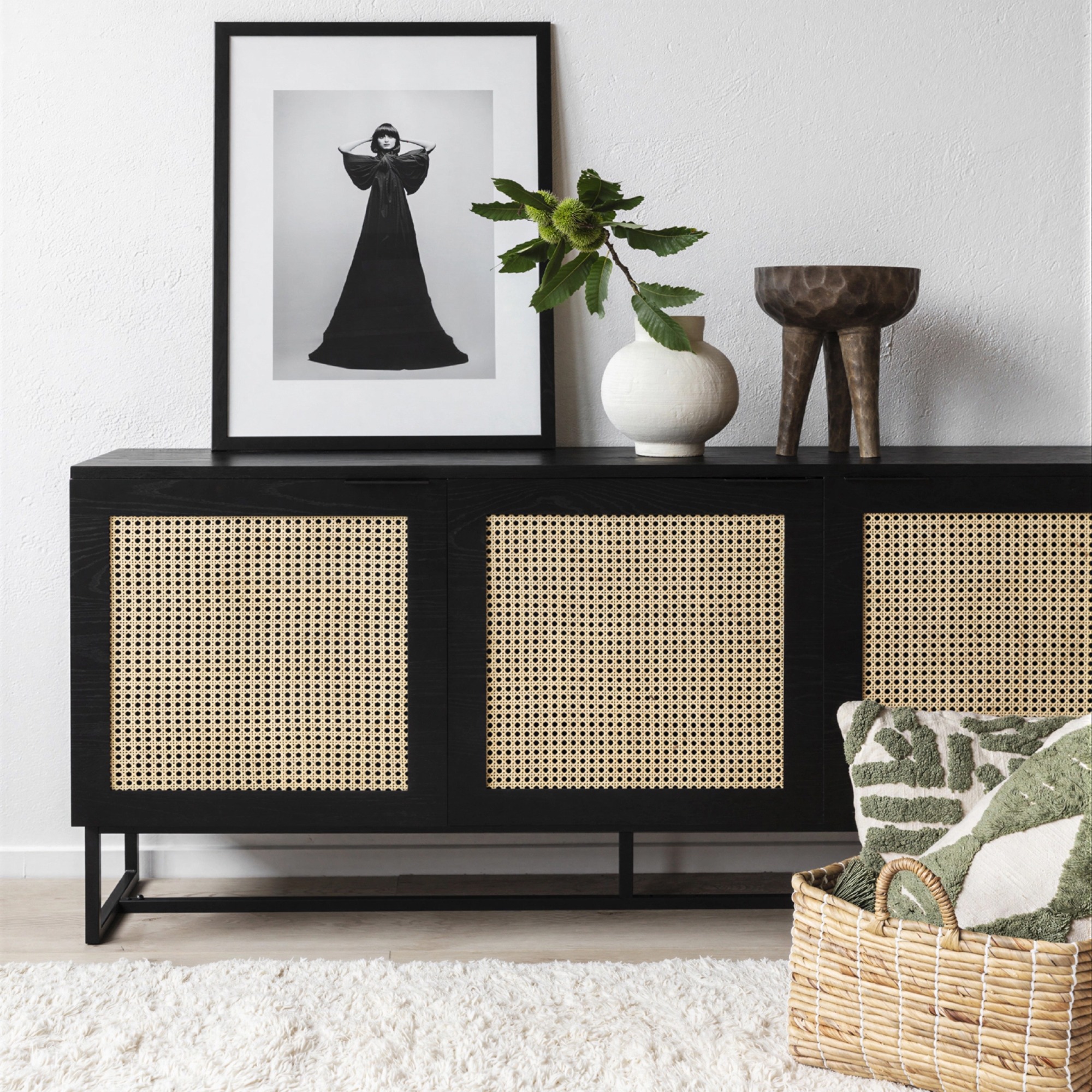 Sideboard 'Sailor' - Fekete/Term&eacute;szetes
