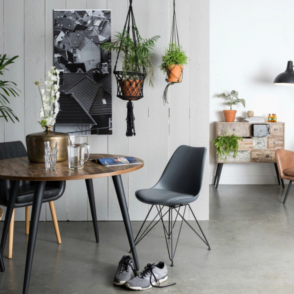 Mo Kerek étkezőasztal 110cm - Teak/Fém