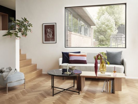 Kávézóasztal 'Norm' - Fekete/Márvány/Üveg