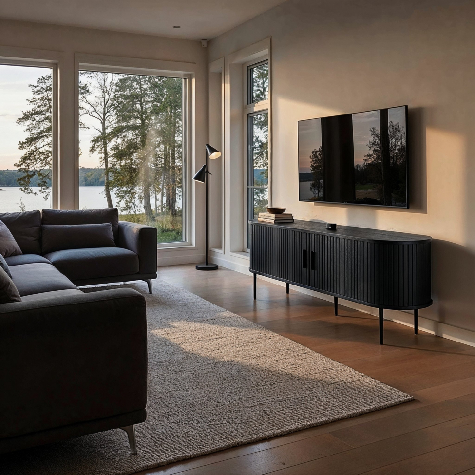 Tv-bänk 'Holmvik' - Fekete