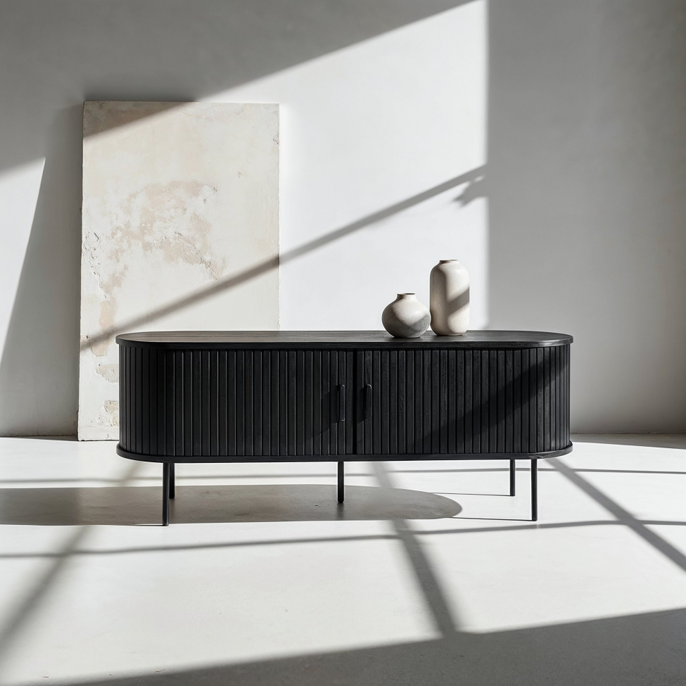 Tv-bänk 'Holmvik' - Fekete