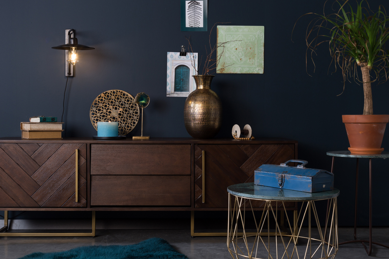 Oldalsó asztal 'Boss' - Zöld/Brass