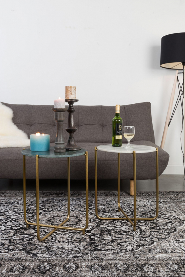 Oldalsó asztal 'Timpa' - Fehér márvány/Brass