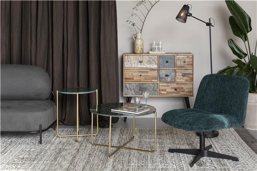 Timpa kerek dohányzóasztal 70cm - Zöld márvány/Arany