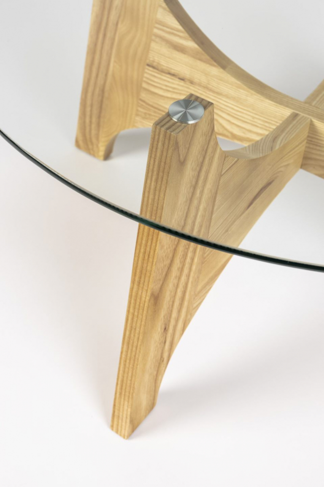 Kobe' Kerek 80cm dohányzóasztal - Természetes/Üveg