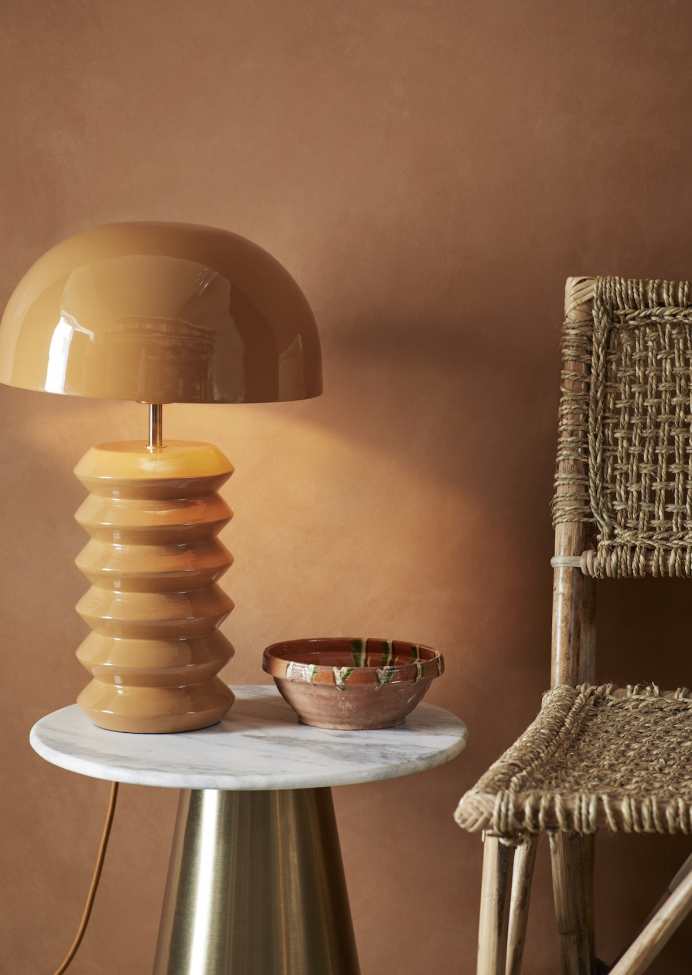 Oldalasztal 'Iron' Kerek 40cm - Réz/márvány