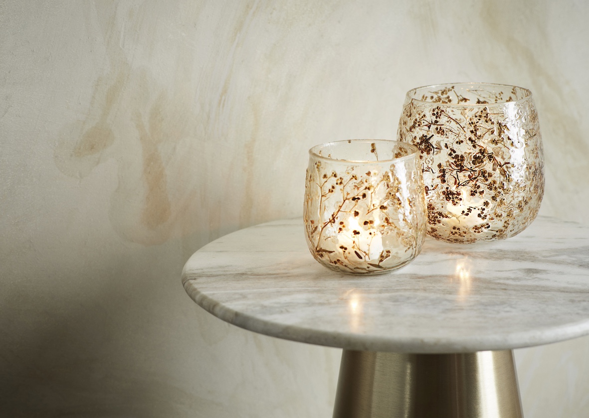 Oldalasztal 'Iron' Kerek 40cm - Réz/márvány