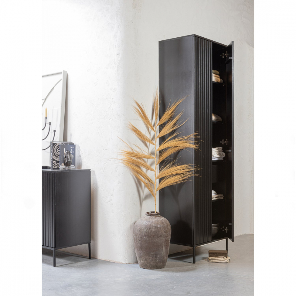 Oldalszekrény 'New Gravure' 200 cm - Fekete/Fekete