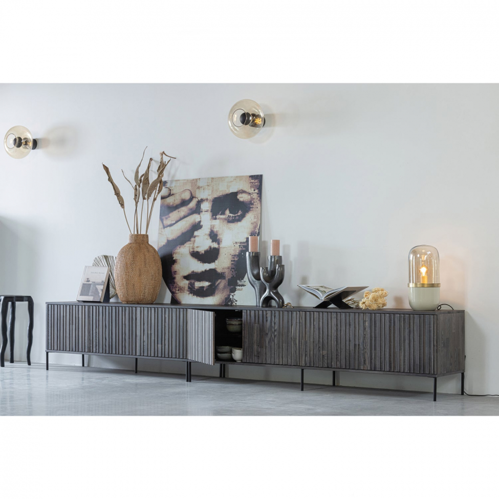 TV-szekrény 'New Gravure' 100 cm - Sötétbarna/Fekete