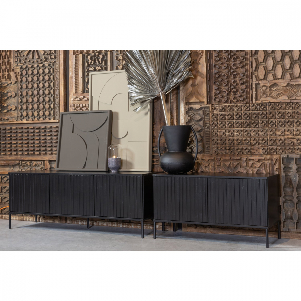 TV-szekrény 'New Gravure' 100 cm - Fekete/Fekete