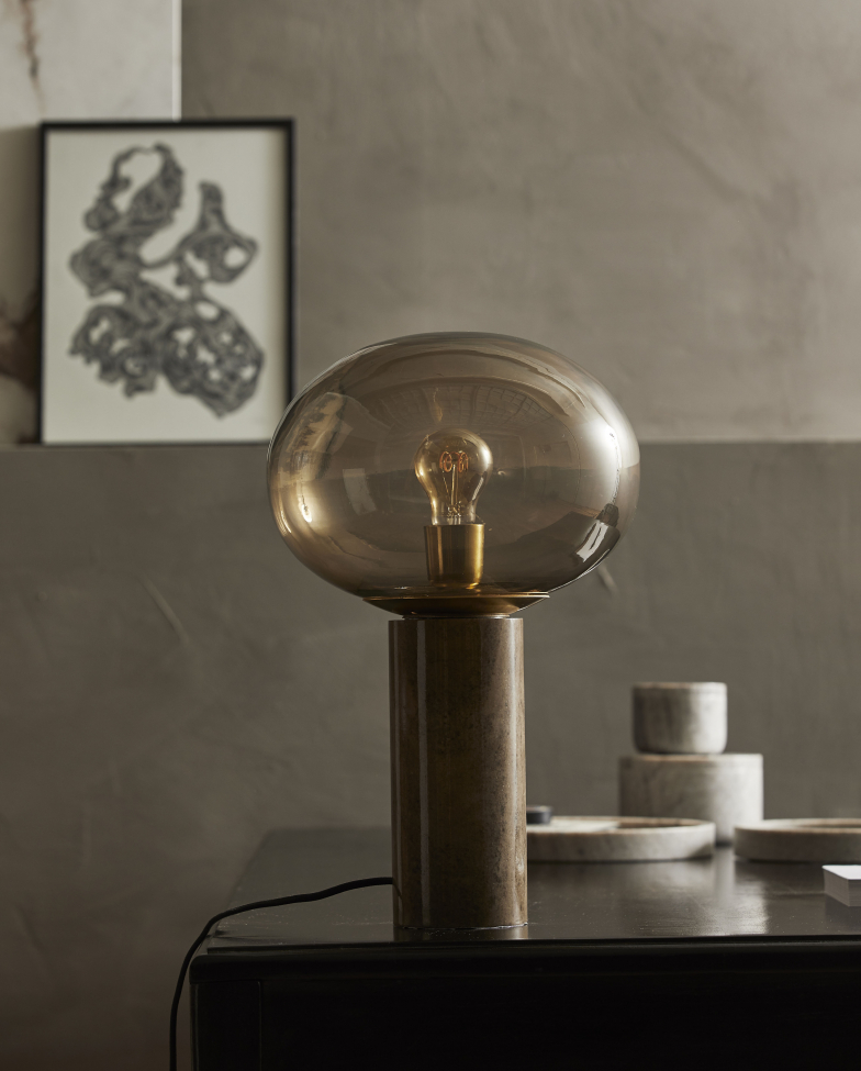 Asztali lámpa 'Bes' - Füstölt/Brass