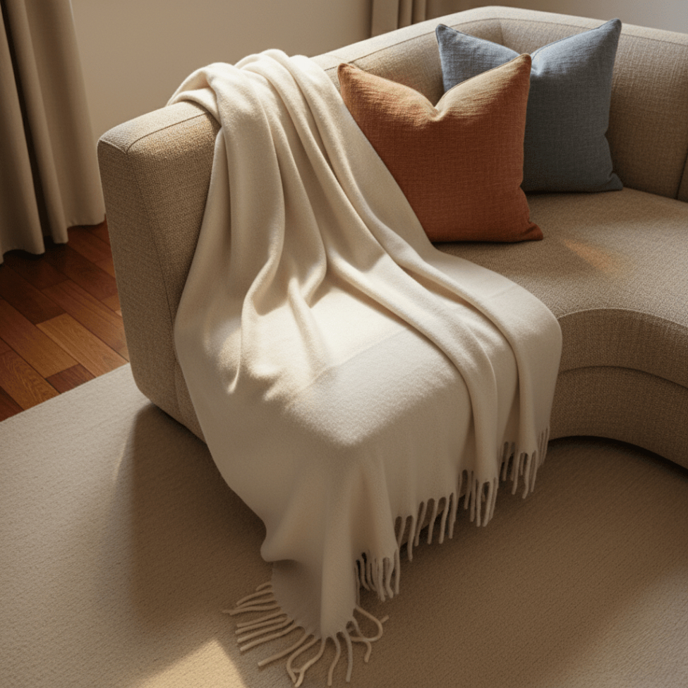 Kockás takaró 'Samantha' 130x170cm - Fehér