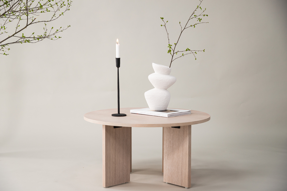 Arvika kerek dohányzóasztal 80cm - Fehérre festett tölgy